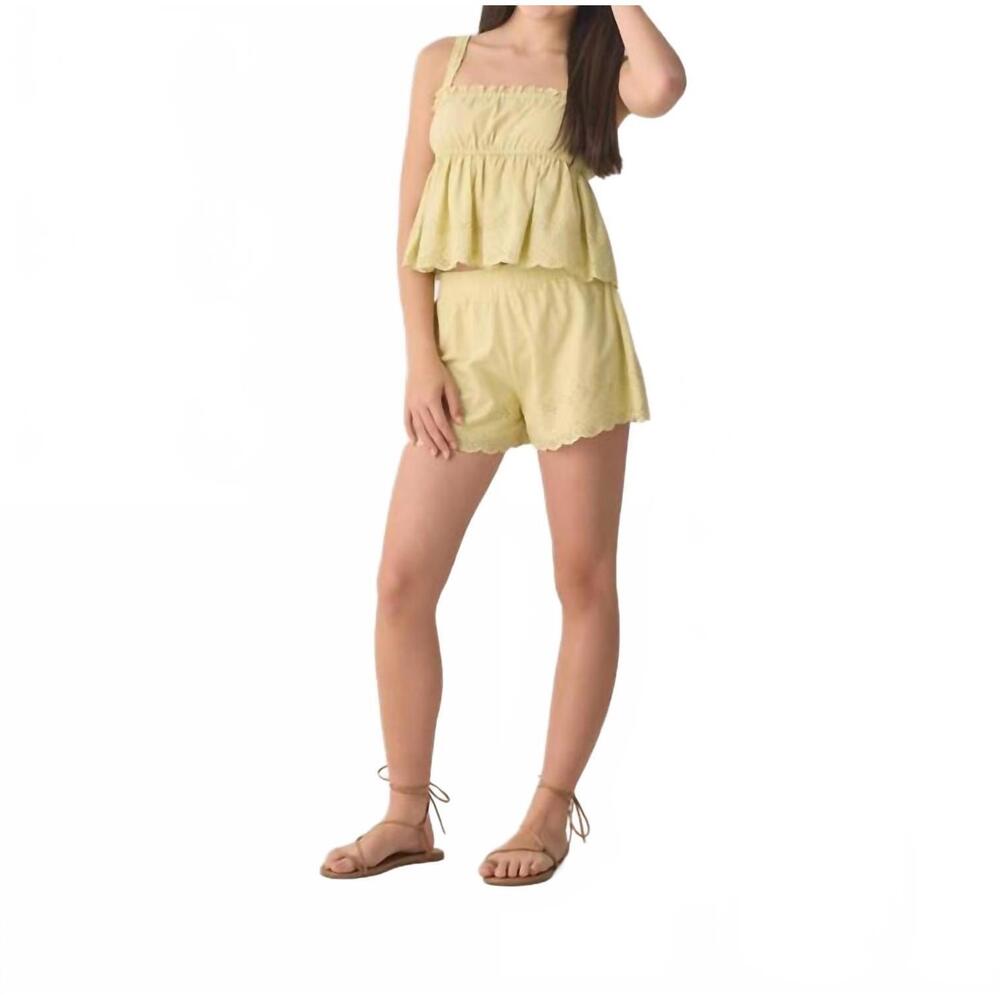 NEW RYLEE + CRU eyelet tank in citron stripe